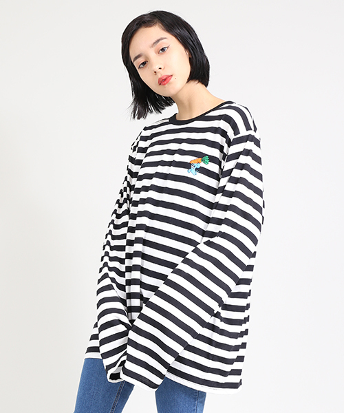 PUNYUS（プニュズ）の「ワンポイントボーダーロンT（Tシャツ/カットソー・レディース・その他1/その他2・1/2/3/4）」の2枚目の写真