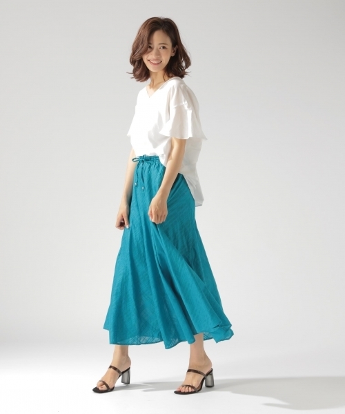 BAYFLOW(ベイフロー)の「BAYFLOW/シャドーチェックマキシスカート 18SS(スカート・レディース・ブルー/グリーン/パープル・SMALL/MEDIUM)」の3枚目の写真