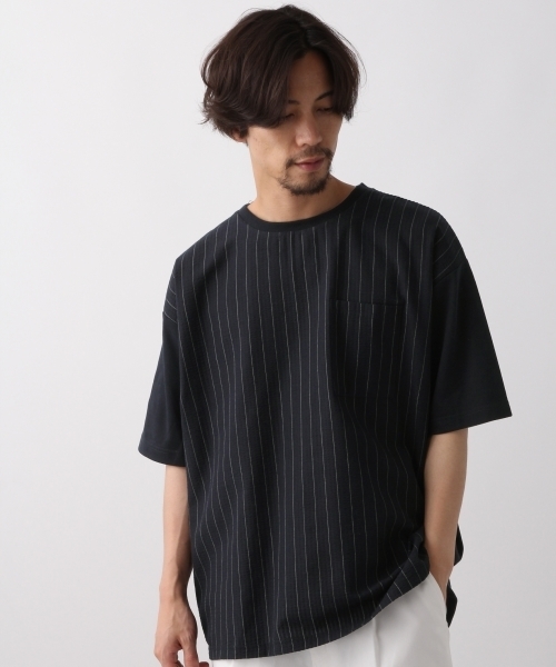 RAGEBLUE（レイジブルー）の「シアサッカーTシャツ/800156（Tシャツ/カットソー・メンズ・ホワイト/ネイビー・SMALL/MEDIUM/LARGE）」の2枚目の写真