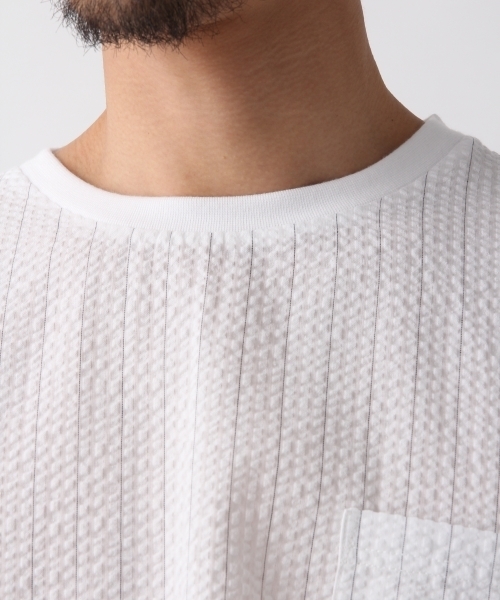 RAGEBLUE（レイジブルー）の「シアサッカーTシャツ/800156（Tシャツ/カットソー・メンズ・ホワイト/ネイビー・SMALL/MEDIUM/LARGE）」の7枚目の写真