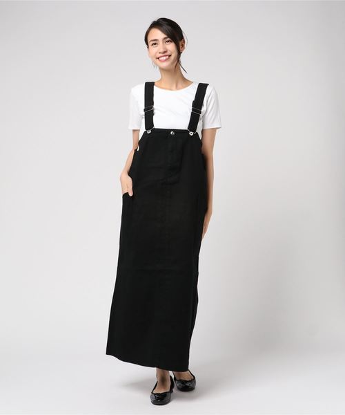 LOWRYS FARM（ローリーズファーム）の「コットンツイルジャンスカ 807933（ワンピース・レディース・ブラック/キャメル・MEDIUM/LARGE）」の5枚目の写真