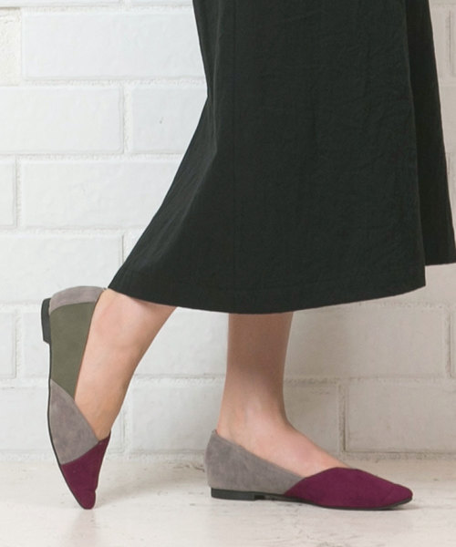 KOBE LETTUCE（コウベレタス）の「パネル配色バイカラーフラットパンプス＊レディース/シューズ[I1627]神戸レタス（パンプス・レディース・ベージュ/パープル/ブラック/レオパード/ブルー系その他・L/LL/M/S）」の4枚目の写真