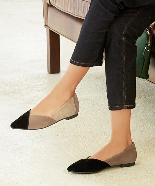 KOBE LETTUCE（コウベレタス）の「パネル配色バイカラーフラットパンプス＊レディース/シューズ[I1627]神戸レタス（パンプス・レディース・ベージュ/パープル/ブラック/レオパード/ブルー系その他・L/LL/M/S）」の2枚目の写真