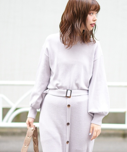 natural couture（ナチュラルクチュール）の「ボリューム袖ボトルネックプルオーバー（ニット/セーター・レディース・ライトグレー/ブラック/ベージュ/ブラウン・FREE）」の3枚目の写真