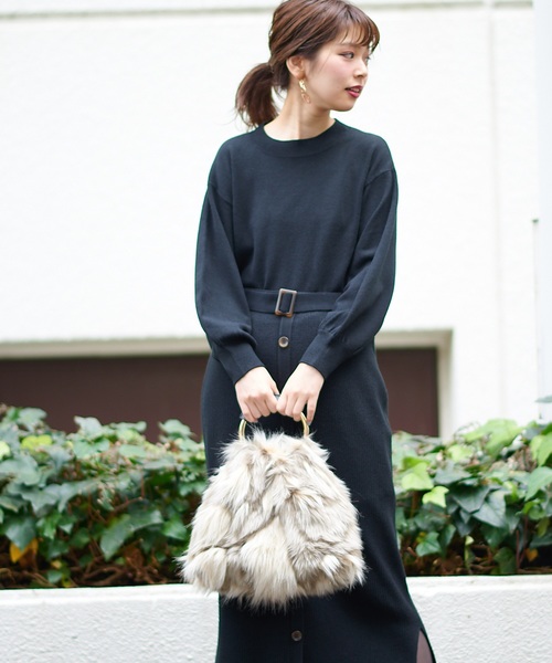 natural couture（ナチュラルクチュール）の「ボリューム袖ボトルネックプルオーバー（ニット/セーター・レディース・ライトグレー/ブラック/ベージュ/ブラウン・FREE）」の8枚目の写真