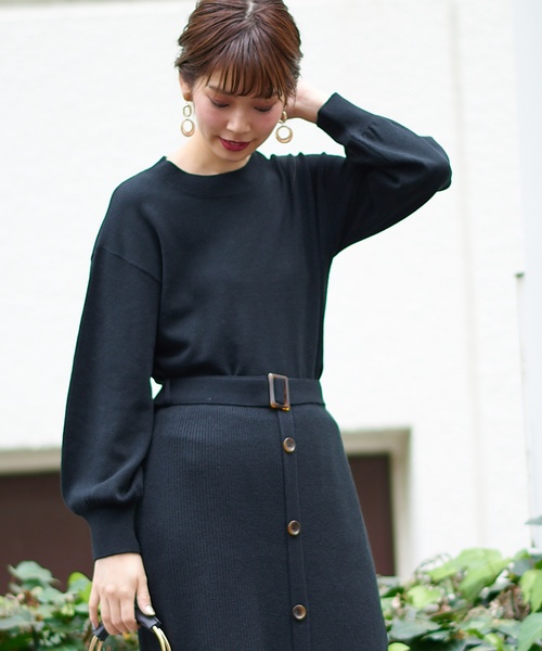 natural couture（ナチュラルクチュール）の「ボリューム袖ボトルネックプルオーバー（ニット/セーター・レディース・ライトグレー/ブラック/ベージュ/ブラウン・FREE）」の11枚目の写真