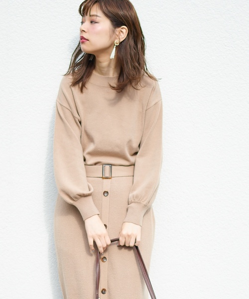 natural couture（ナチュラルクチュール）の「ボリューム袖ボトルネックプルオーバー（ニット/セーター・レディース・ライトグレー/ブラック/ベージュ/ブラウン・FREE）」の15枚目の写真