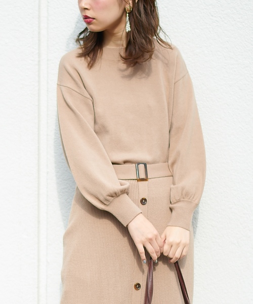 natural couture（ナチュラルクチュール）の「ボリューム袖ボトルネックプルオーバー（ニット/セーター・レディース・ライトグレー/ブラック/ベージュ/ブラウン・FREE）」の10枚目の写真