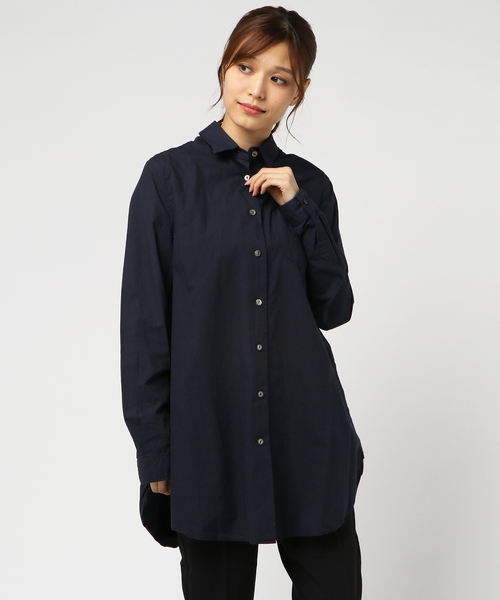 STUDIOUS（ステュディオス）の「SPLIT BACK SHIRT DRESS（シャツ/ブラウス・レディース・ネイビー/ホワイト・1）」の2枚目の写真