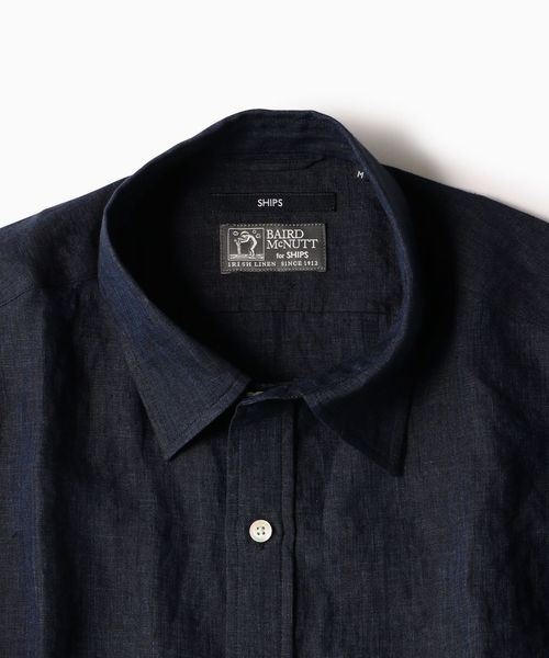 スピック&スパン×BAIRD MCNUTT アイリッシュリネンシャツ ストライプ SHIPS ベアードマクナット アイリッシュリネン スキッパーシャツ