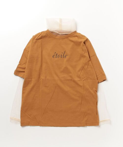 STYLEBLOCK（スタイルブロック）の「天竺ロゴプリント半袖Tシャツ×チュールインナーセット（アンサンブル・レディース・ホワイト/ブラック/カーキ/キャメル・M）」の4枚目の写真