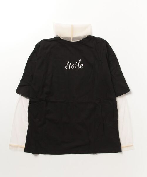 STYLEBLOCK（スタイルブロック）の「天竺ロゴプリント半袖Tシャツ×チュールインナーセット（アンサンブル・レディース・ホワイト/ブラック/カーキ/キャメル・M）」の2枚目の写真