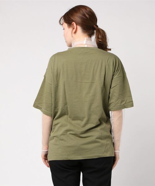 STYLEBLOCK（スタイルブロック）の「天竺ロゴプリント半袖Tシャツ×チュールインナーセット（アンサンブル・レディース・ホワイト/ブラック/カーキ/キャメル・M）」の5枚目の写真