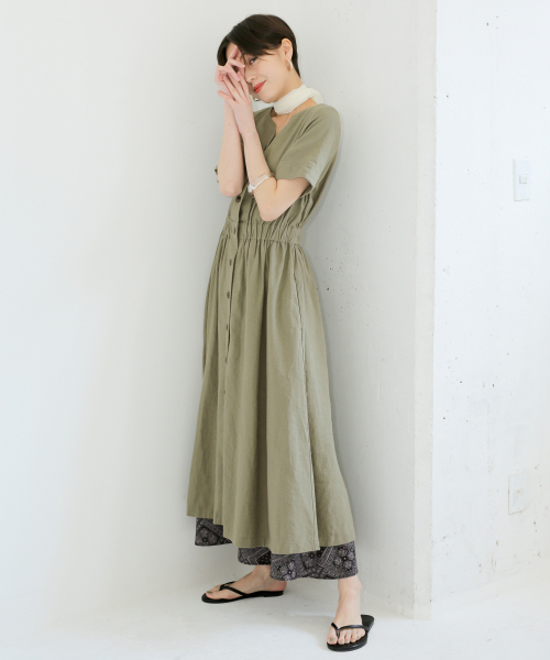 LOWRYS FARM（ローリーズファーム）の「アサコンマエボタンワンピース　837720（ワンピース・レディース・ブラック/ブラウン/カーキ/アイボリー/ベージュ/グリーン・FREE）」の21枚目の写真