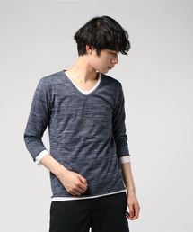 VIBGYOR Select/ アンサンブル Vネック 7分袖Tシャツ (BL)