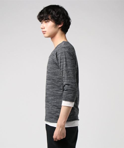VIBGYOR(ヴィブジョー)の「VIBGYOR Select/ アンサンブル Vネック 7分袖Tシャツ (BL)(Tシャツ/カットソー・メンズ・グレー/ネイビー/ワイン/ホワイト/ブラック・MEDIUM/LARGE/X-LARGE)」の8枚目の写真