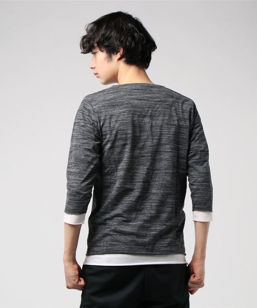 VIBGYOR(ヴィブジョー)の「VIBGYOR Select/ アンサンブル Vネック 7分袖Tシャツ (BL)(Tシャツ/カットソー・メンズ・グレー/ネイビー/ワイン/ホワイト/ブラック・MEDIUM/LARGE/X-LARGE)」の6枚目の写真