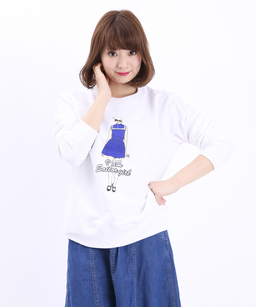 WEGO(ウィゴー)の「WEGO/セーラーガールスウェット(スウェット・レディース・オフホワイト/杢グレー/ブルー/ネイビー・FREE)」の1枚目の写真