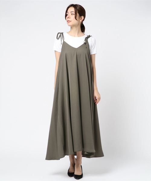 archives（アルシーヴ）の「キャミマキシフレアワンピース（ワンピース・レディース・ブラック/ベージュ/レッド/カーキ・MEDIUM）」の4枚目の写真