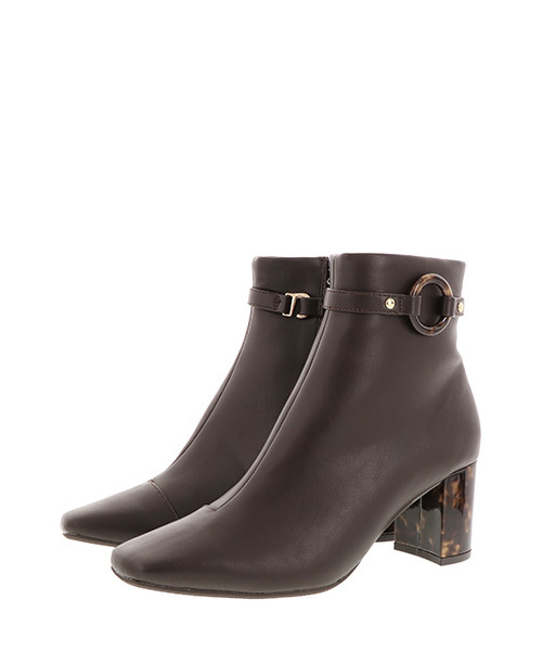 RANDA(ランダ)の「ストレスフリー/ソフト 2WAYべっ甲ヒールショートブーツ(ブーツ・レディース・ダークブラウン/ブラック系その他/ブラック系その他2・M/L/LL/S)」の12枚目の写真