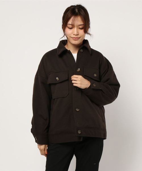 STYLEBLOCK（スタイルブロック）の「フェイクウール裏ボアCPOミリタリージャケット（ミリタリージャケット・レディース・ブラウン/カーキ/ライトベージュ/ベージュ・M）」の2枚目の写真