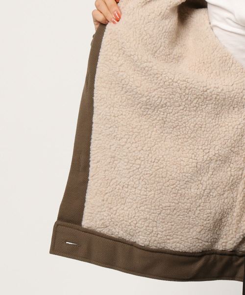 STYLEBLOCK（スタイルブロック）の「フェイクウール裏ボアCPOミリタリージャケット（ミリタリージャケット・レディース・ブラウン/カーキ/ライトベージュ/ベージュ・M）」の10枚目の写真