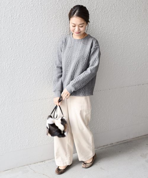 liflattie ships（リフラティ シップス）の「liflattie ships:ケーブルキルトトップス（Tシャツ/カットソー・レディース・ネイビー/グレー/オフホワイト・SMALL/MEDIUM）」の11枚目の写真