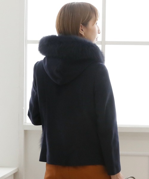 ElegChic（エレグシック）の「マルチウェイダッフルショートコート フード付き 結婚式対応（ダッフルコート・レディース・ネイビー/ピンク/ライトグレー・M）」の17枚目の写真