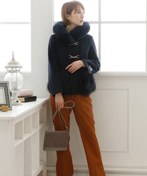 ElegChic（エレグシック）の「マルチウェイダッフルショートコート フード付き 結婚式対応（ダッフルコート・レディース・ネイビー/ピンク/ライトグレー・M）」の18枚目の写真