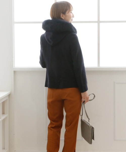 ElegChic（エレグシック）の「マルチウェイダッフルショートコート フード付き 結婚式対応（ダッフルコート・レディース・ネイビー/ピンク/ライトグレー・M）」の20枚目の写真
