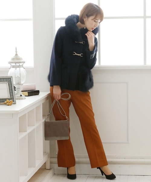 ElegChic（エレグシック）の「マルチウェイダッフルショートコート フード付き 結婚式対応（ダッフルコート・レディース・ネイビー/ピンク/ライトグレー・M）」の22枚目の写真