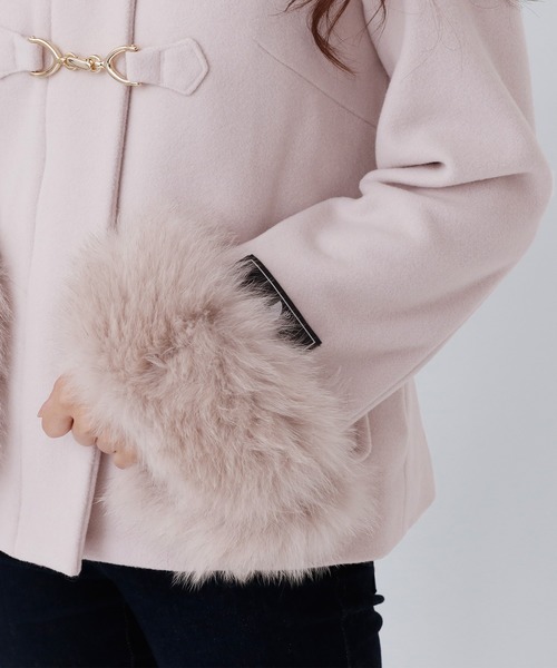 ElegChic（エレグシック）の「マルチウェイダッフルショートコート フード付き 結婚式対応（ダッフルコート・レディース・ネイビー/ピンク/ライトグレー・M）」の13枚目の写真