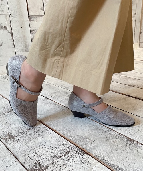 blanc bleu パンプス ブランブルー グレー　23EEE 3E/日本製/本革/軽量/190g】2wayストラップパンプス（パンプス