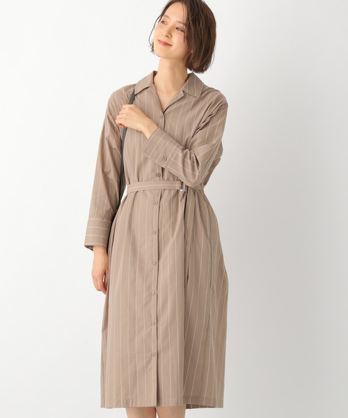 LEPSIM（レプシィム）の「ベルトツキシャツワンピース　872345（シャツワンピース・レディース・ホワイト/ネイビー/モカ・MEDIUM/LARGE）」の3枚目の写真