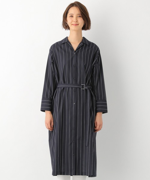 LEPSIM（レプシィム）の「ベルトツキシャツワンピース　872345（シャツワンピース・レディース・ホワイト/ネイビー/モカ・MEDIUM/LARGE）」の10枚目の写真