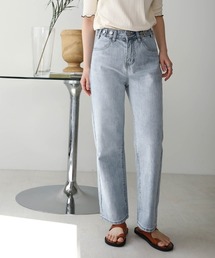 Bab | 【WEB限定】ダブルボタンワイドデニム/ベーシックストレートブリーチデニムパンツ(デニムパンツ)