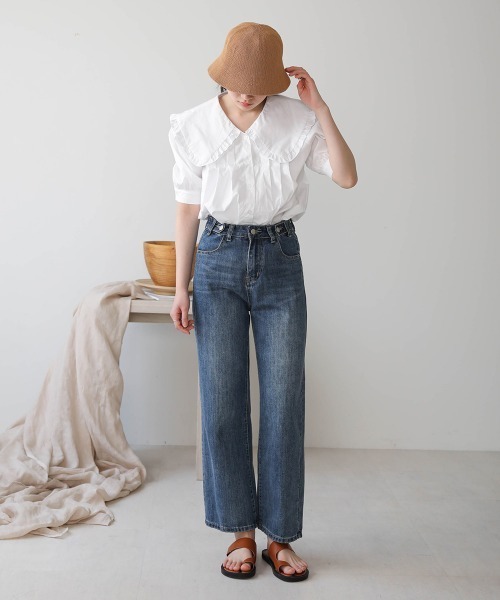 Bab（バブ）の「【WEB限定】ダブルボタンワイドデニム（デニムパンツ・レディース・ライトブルー/ブルー・M/L）」の22枚目の写真