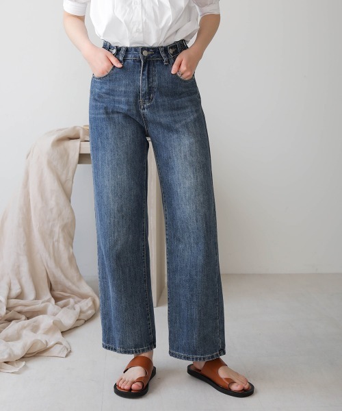 Bab（バブ）の「【WEB限定】ダブルボタンワイドデニム（デニムパンツ・レディース・ライトブルー/ブルー・M/L）」の21枚目の写真