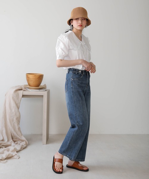 Bab（バブ）の「【WEB限定】ダブルボタンワイドデニム（デニムパンツ・レディース・ライトブルー/ブルー・M/L）」の19枚目の写真