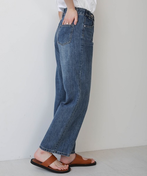 Bab（バブ）の「【WEB限定】ダブルボタンワイドデニム（デニムパンツ・レディース・ライトブルー/ブルー・M/L）」の18枚目の写真