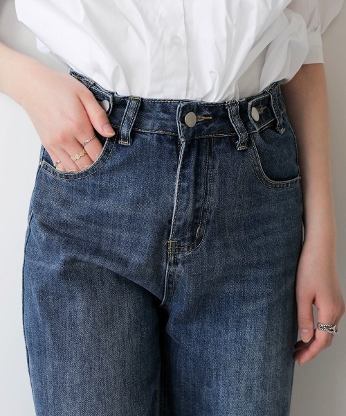 Bab（バブ）の「【WEB限定】ダブルボタンワイドデニム（デニムパンツ・レディース・ライトブルー/ブルー・M/L）」の16枚目の写真
