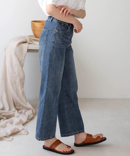 Bab（バブ）の「【WEB限定】ダブルボタンワイドデニム（デニムパンツ・レディース・ライトブルー/ブルー・M/L）」の14枚目の写真
