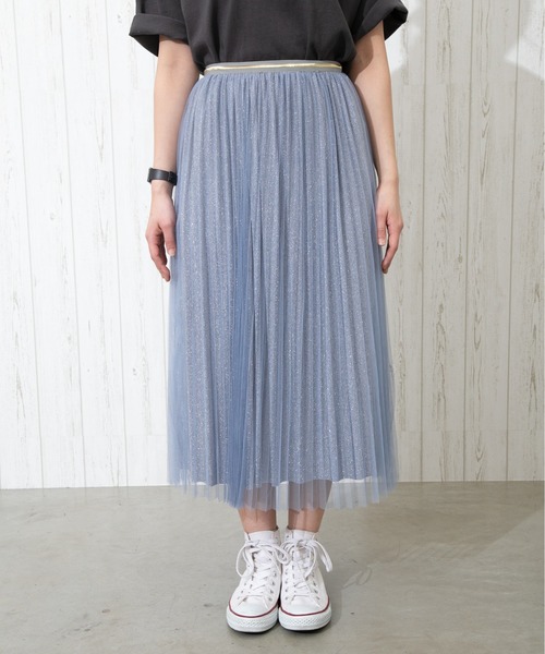 SpRay（スプレイ）の「ラメチュールスカート（スカート・レディース・ブラック/ベージュ/サックスブルー/アイボリー・FREE）」の15枚目の写真