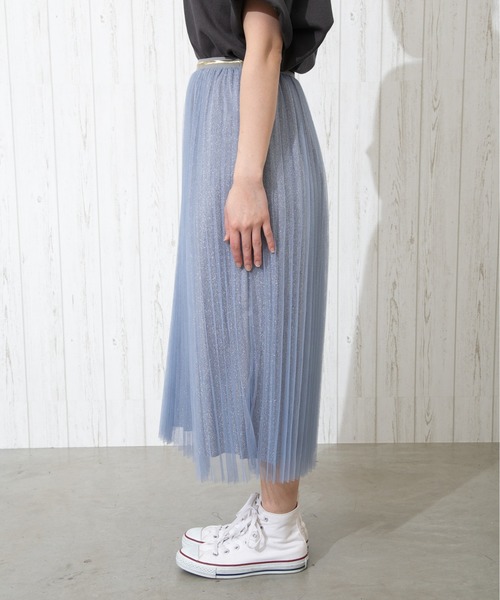 SpRay（スプレイ）の「ラメチュールスカート（スカート・レディース・ブラック/ベージュ/サックスブルー/アイボリー・FREE）」の16枚目の写真