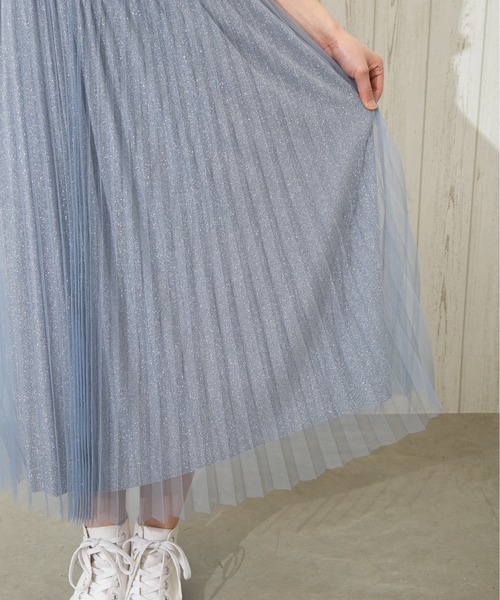 SpRay（スプレイ）の「ラメチュールスカート（スカート・レディース・ブラック/ベージュ/サックスブルー/アイボリー・FREE）」の11枚目の写真