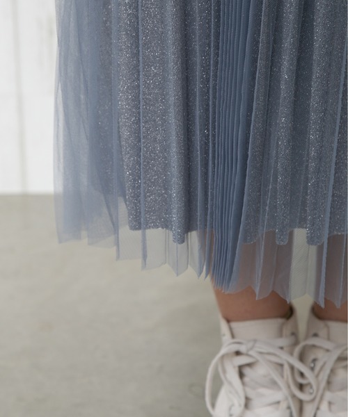 SpRay（スプレイ）の「ラメチュールスカート（スカート・レディース・ブラック/ベージュ/サックスブルー/アイボリー・FREE）」の10枚目の写真