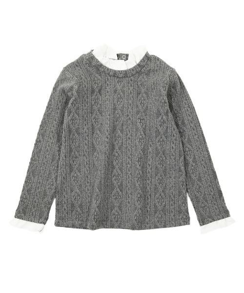 devirock（デビロック）の「ケーブルジャガードフリル長袖Tシャツ（Tシャツ/カットソー・キッズ・パープル系その他/モカ/ワイン/ヘザーチャコール/ブラック・140cm/100cm/120cm/130cm/110cm/80ｃｍ/90cm/160cm/150cm）」の13枚目の写真