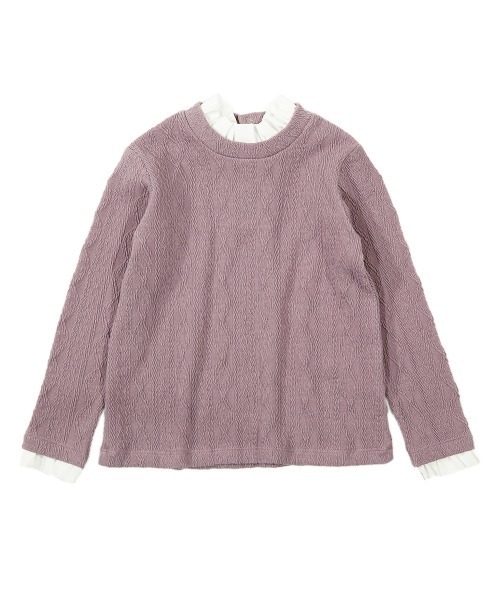 devirock（デビロック）の「ケーブルジャガードフリル長袖Tシャツ（Tシャツ/カットソー・キッズ・パープル系その他/モカ/ワイン/ヘザーチャコール/ブラック・140cm/100cm/120cm/130cm/110cm/80ｃｍ/90cm/160cm/150cm）」の15枚目の写真
