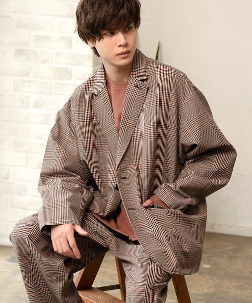 UP START(アップスタート)の「ドロップショルダーオーバーサイズテーラードジャケット(セットアップ対応)(テーラードジャケット・メンズ・ベージュ系その他/グレイッシュベージュ/ブラック/カーキ・MEDIUM/X-LARGE/LARGE)」の10枚目の写真