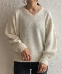 She's Closet（シーズクローゼット）の「モヘアタッチ Vネックふんわり モチモチ 長袖 ニットセーター（ニット/セーター）」